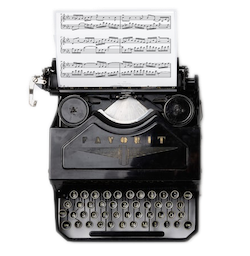 Typewriter with sheet music: Press releases